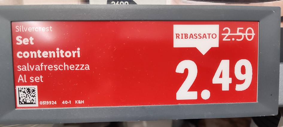 ribasso da 2,50 a 2,49 euro