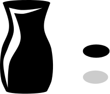 [un vaso con una pallina bianca e una nera]