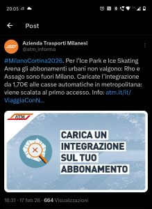 CARICA UN INTEGRAZIONE [sic] SUL TUO ABBONAMENTO