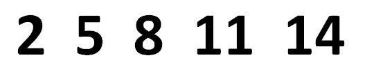 [2, 5, 8, 11, 14...]