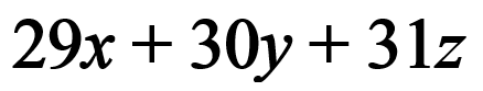 [29x+30y+31z=366]