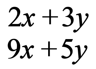[u=2x+3; v=9x+5]