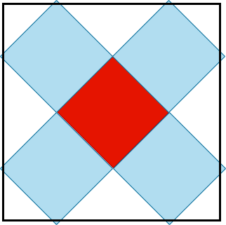 [un quadrato con all'interno un quadrato rosso sui cui lati sono costruiti quattro quadrati celesti congruenti, le cui punte escono leggermente dal quadrato grande]