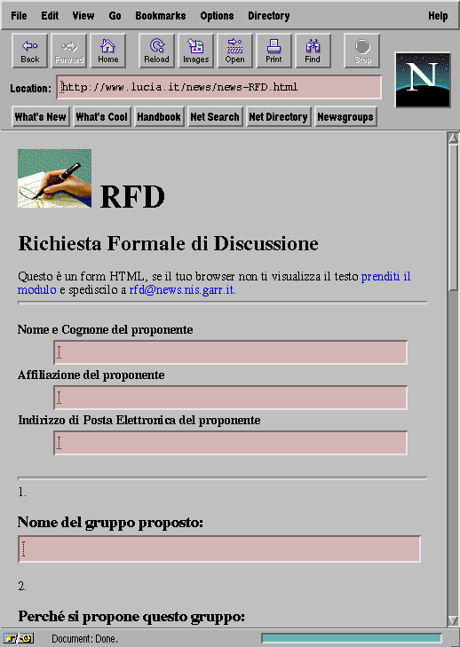 IMMAGINE: Form per inviare una RFD