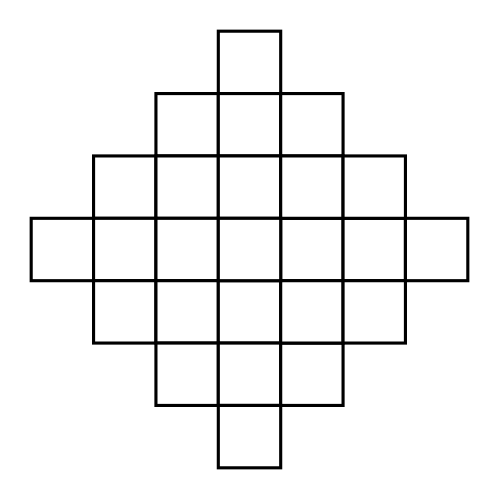 la struttura iniziale (1, 3, 5, 7, 5, 3, 1 quadratini)